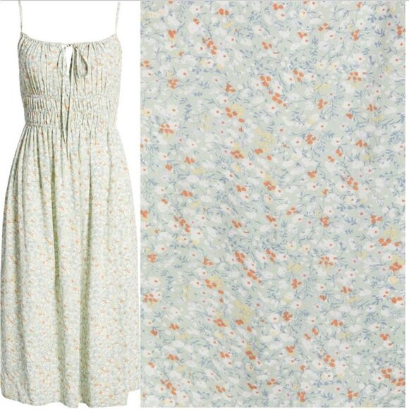 RAILS Octavia Sleevless Smocked Midi Dress, Green Summer Meadow Sz S $228 - Picture 1 of 8